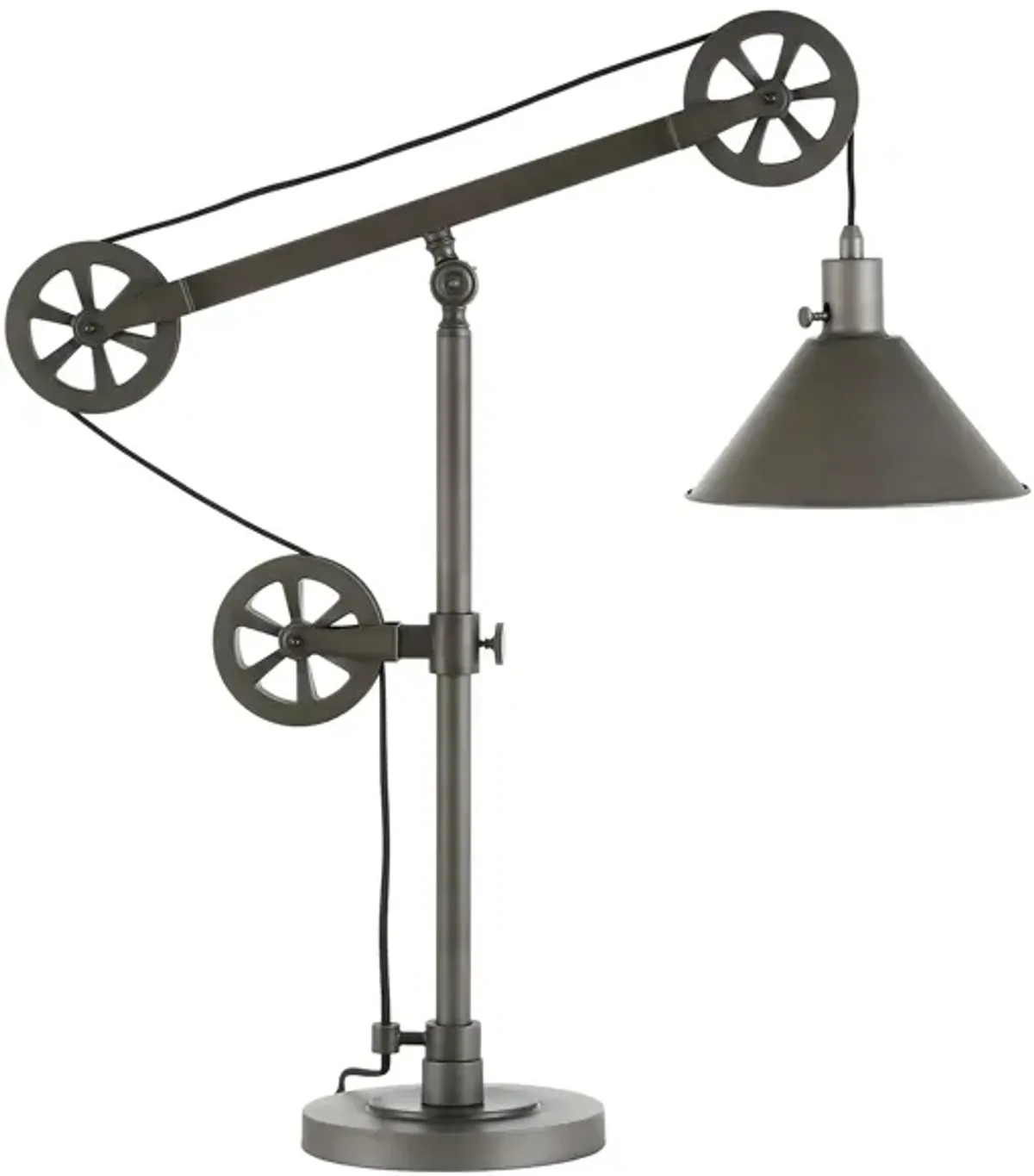 Costas Table Lamp with Pulley System in Aged Steel by Hudson & Canal