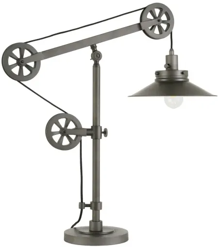 Costas Table Lamp with Pulley System in Aged Steel by Hudson & Canal