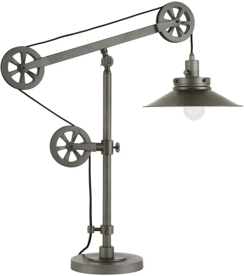 Costas Table Lamp with Pulley System in Aged Steel by Hudson & Canal