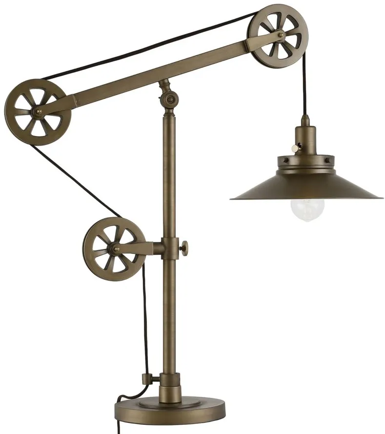 Costas Table Lamp with Pulley System in Brushed Brass by Hudson & Canal