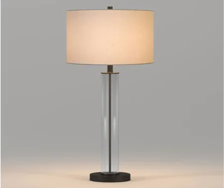 Bellamy Clear Glass Table Lamp in Clear Glass/Blackened Bronze by Hudson & Canal