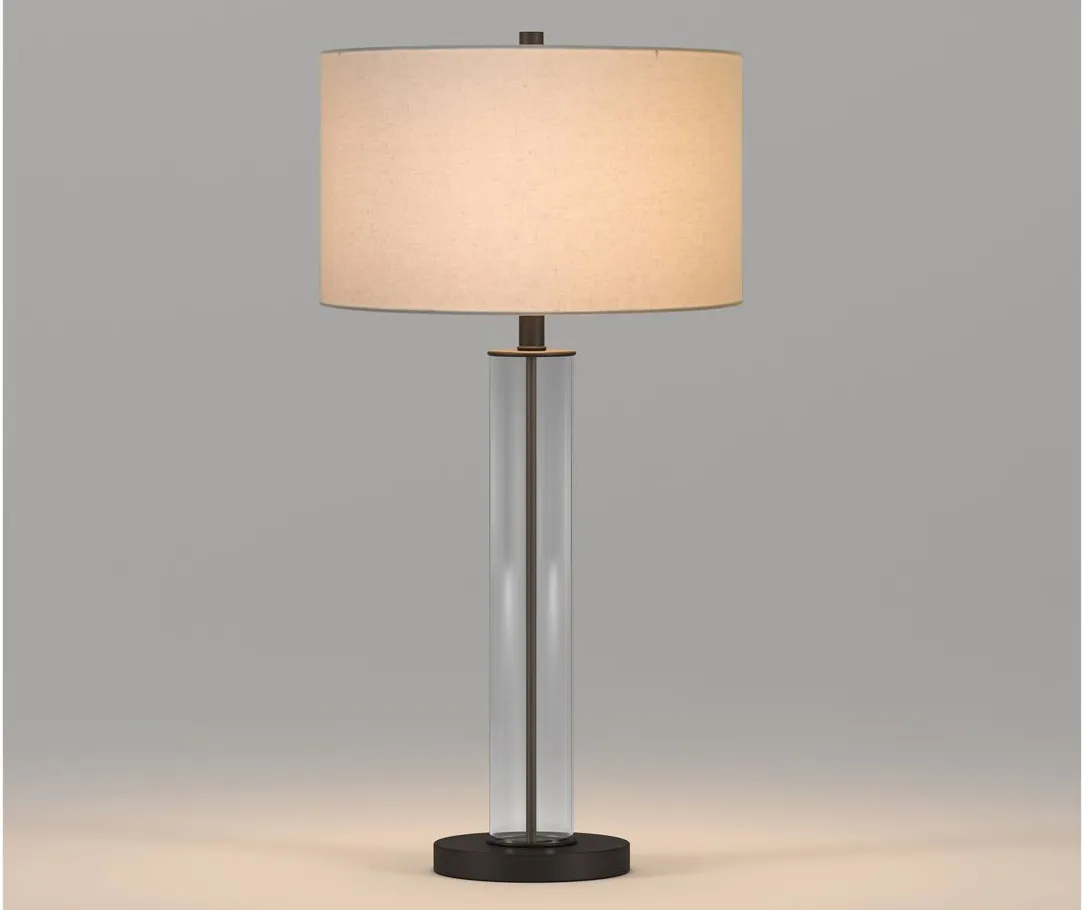 Bellamy Clear Glass Table Lamp in Clear Glass/Blackened Bronze by Hudson & Canal