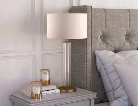 Bellamy Clear Glass Table Lamp in Clear Glass/Brass by Hudson & Canal