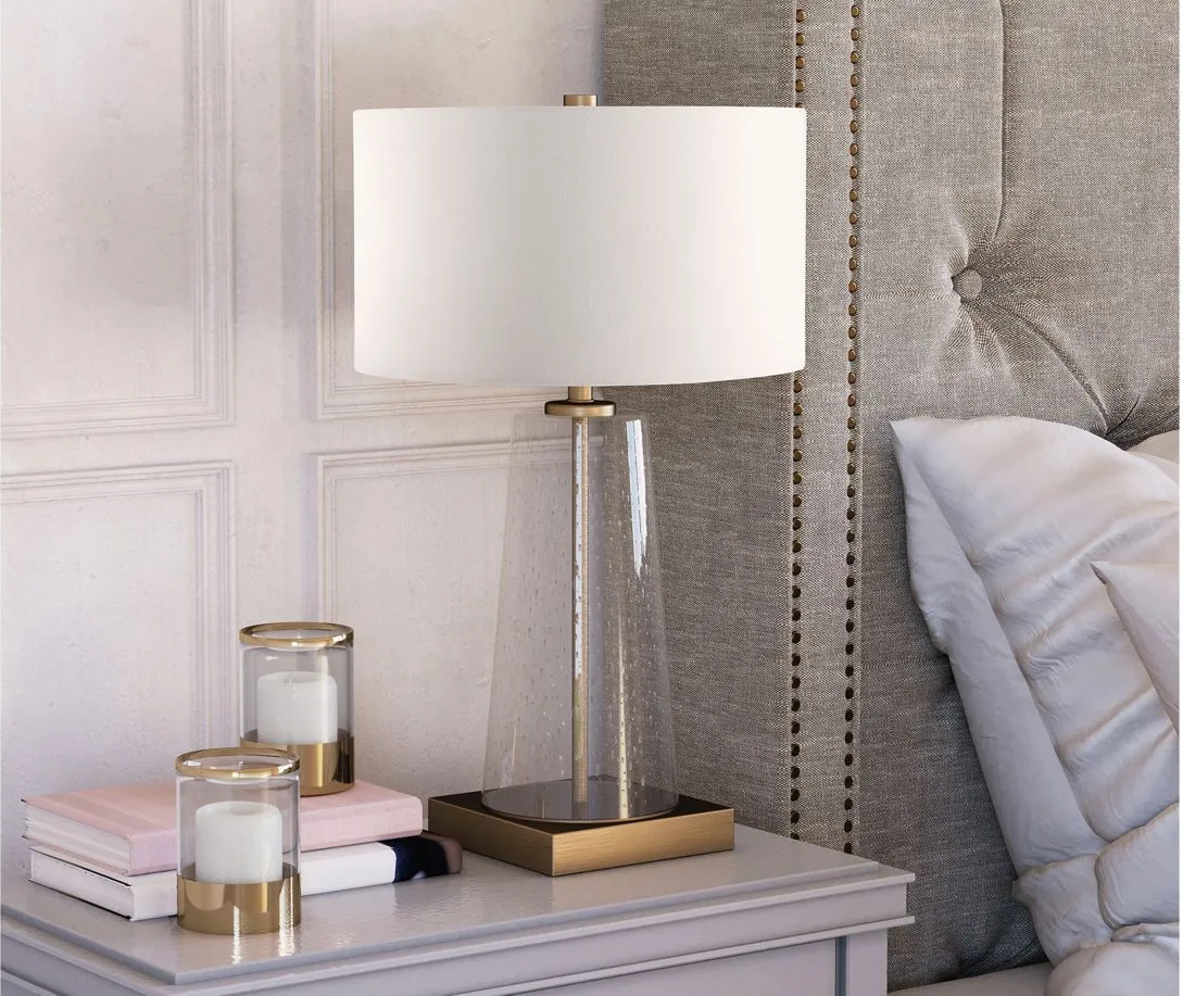 Carrington Tapered Table Lamp in Seeded Glass/Brass by Hudson & Canal