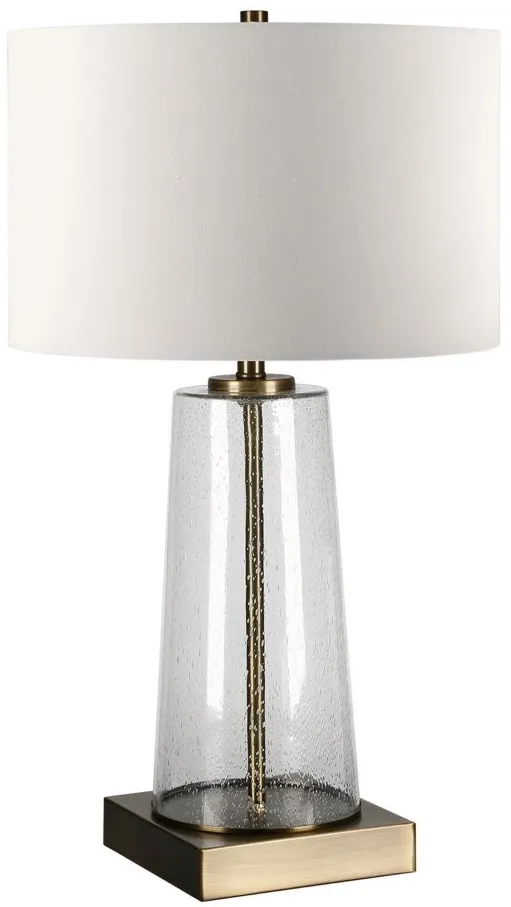 Carrington Tapered Table Lamp in Seeded Glass/Brass by Hudson & Canal