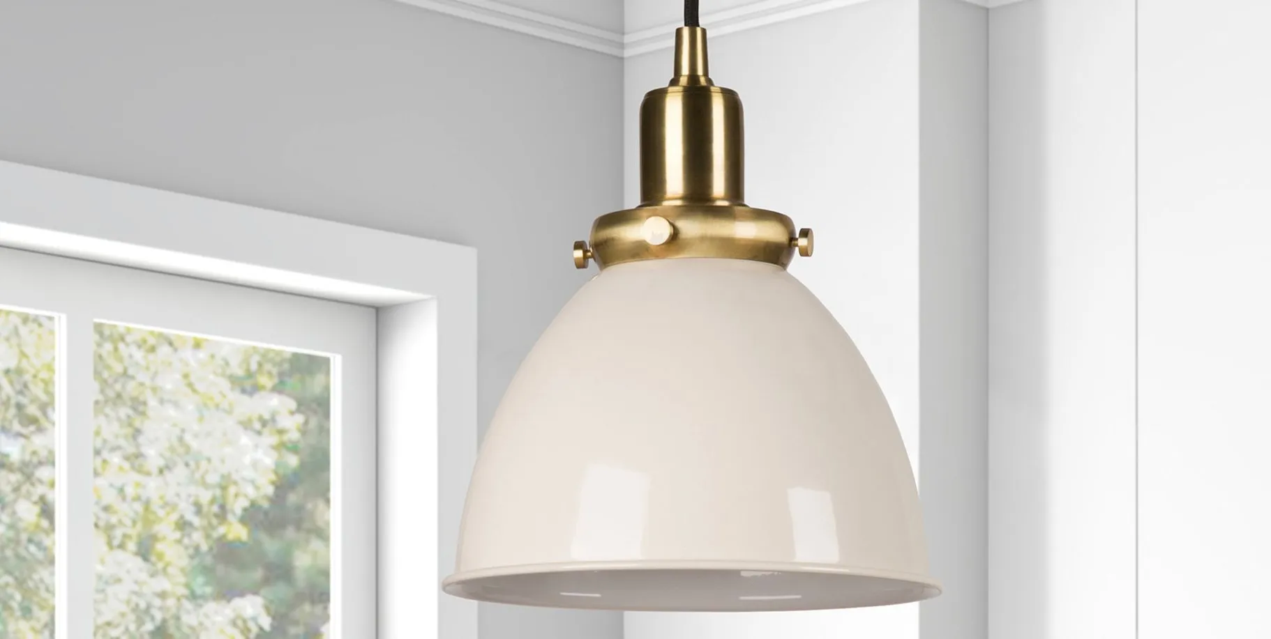 Pari Metal Pendant in Pearled White/Brass by Hudson & Canal