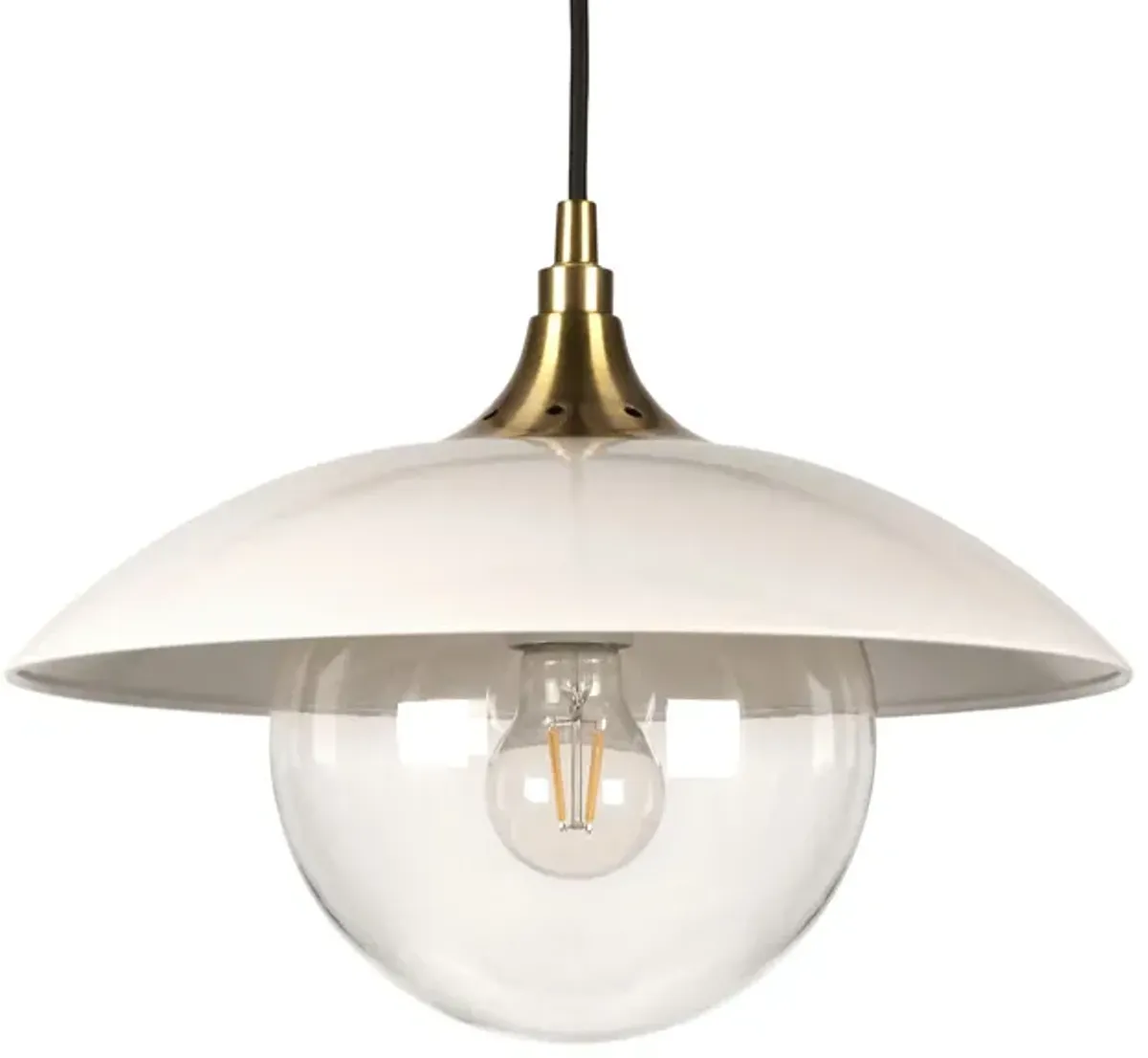 Lyuba Clear Glass Pendant in Pearled White/Brass by Hudson & Canal