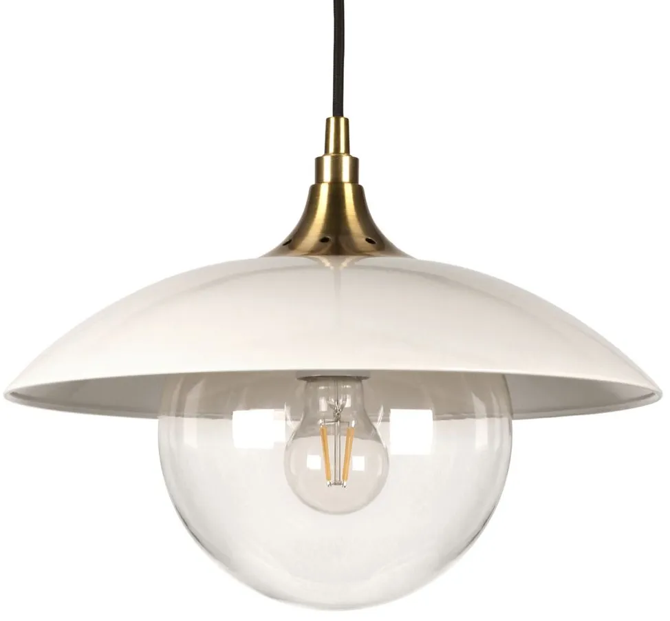 Lyuba Clear Glass Pendant in Pearled White/Brass by Hudson & Canal