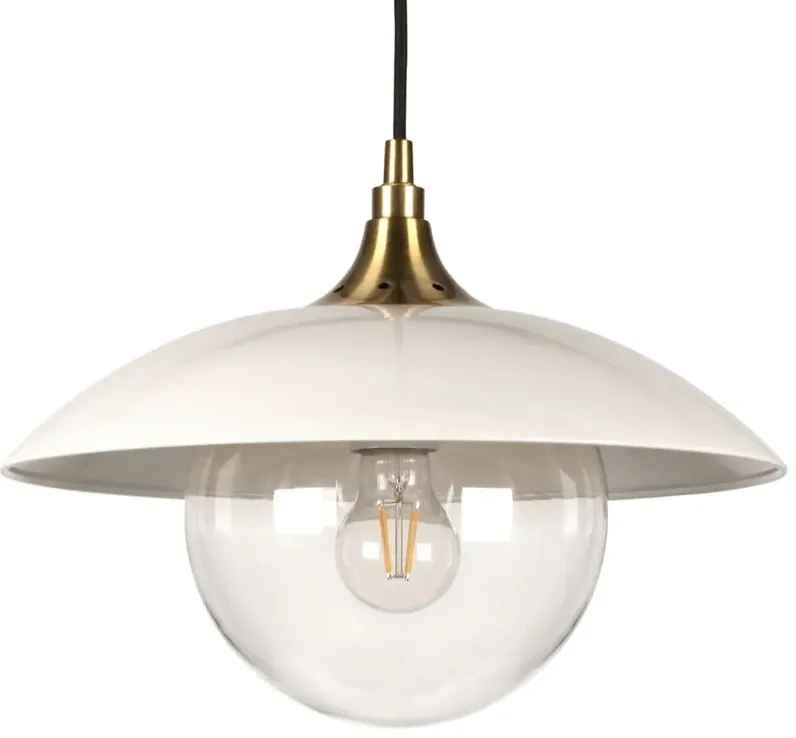 Lyuba Clear Glass Pendant in Pearled White/Brass by Hudson & Canal