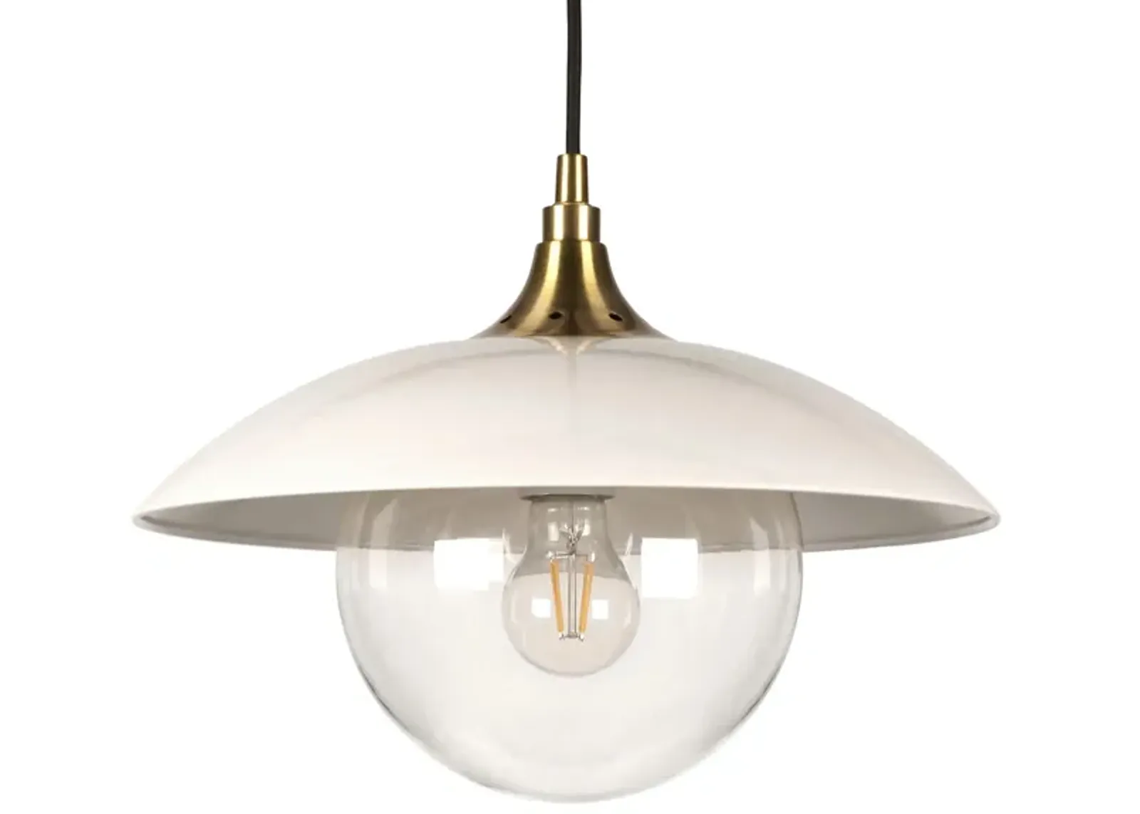 Lyuba Clear Glass Pendant in Pearled White/Brass by Hudson & Canal