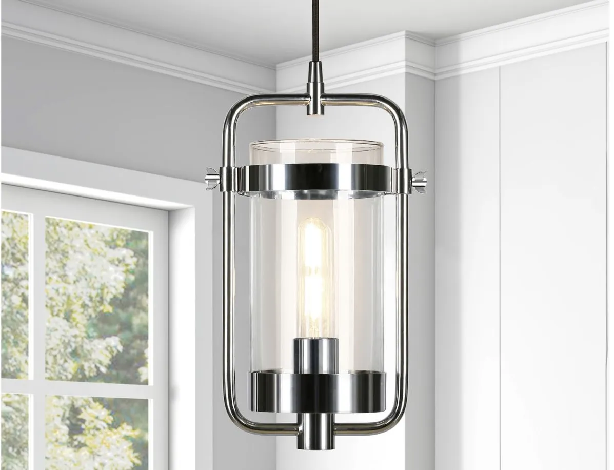 Albini Industrial Pendant in Polished Nickel by Hudson & Canal