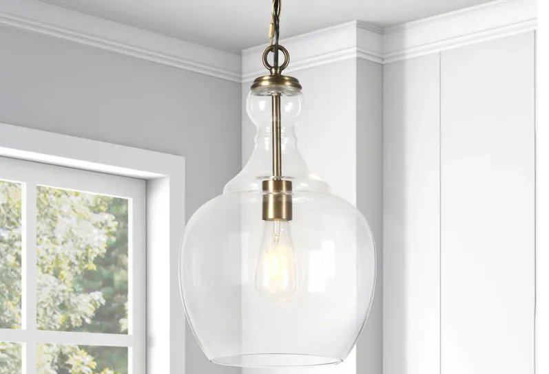 Santos Clear Glass Pendant in Brass by Hudson & Canal