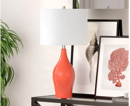 Greta Porcelain Table Lamp in Coral by Hudson & Canal
