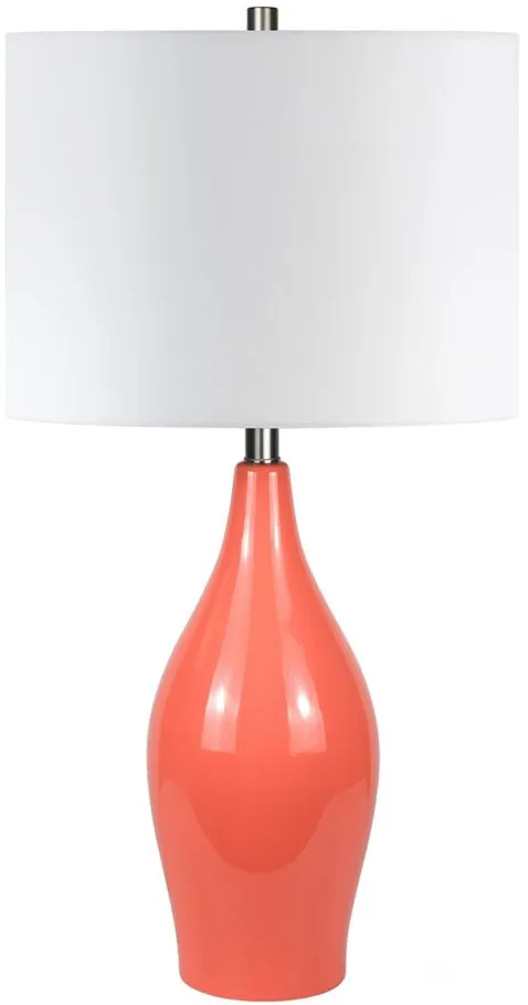 Greta Porcelain Table Lamp in Coral by Hudson & Canal