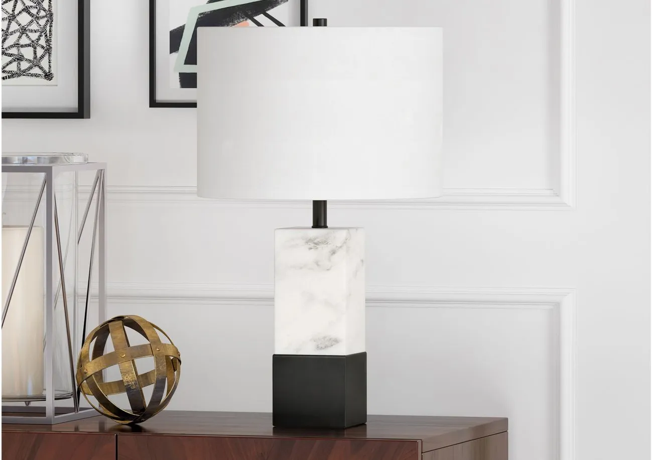 Francesco Cararra-Style Table Lamp in Marble/Blackened Bronze by Hudson & Canal