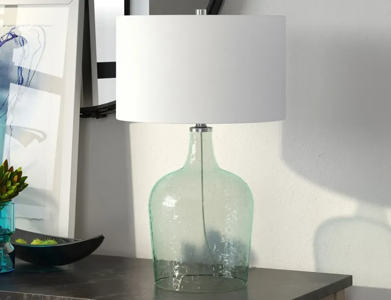 Bosco Glass Table Lamp in Textured Blue Glass by Hudson & Canal