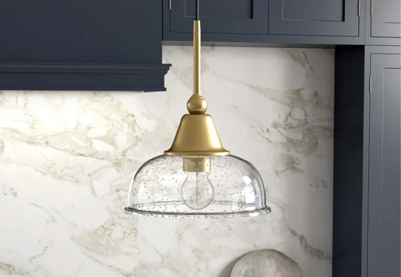 Arbana Seeded Glass Pendant in Brass by Hudson & Canal