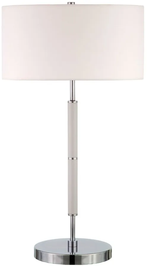 Cassius 2-Bulb Table Lamp in Matte White/Polished Nickel by Hudson & Canal