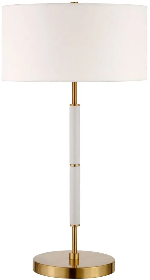 Cassius 2-Bulb Table Lamp in Matte White/Brass by Hudson & Canal