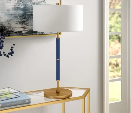 Cassius 2-Bulb Table Lamp in Blue/Brass by Hudson & Canal