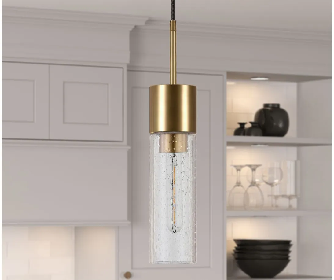 Richards Seeded Glass Pendant in Brass by Hudson & Canal