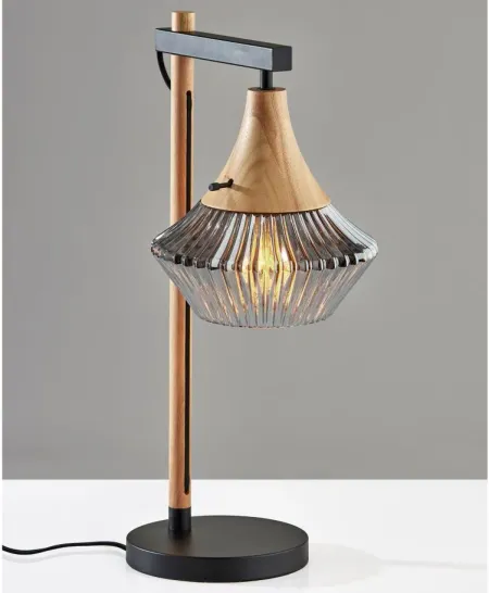Elsie Table Lamp in Black & Natural Wood by Adesso Inc