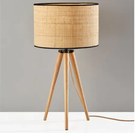 Jackson Table Lamp in Natural Wood w. Black Accents by Adesso Inc