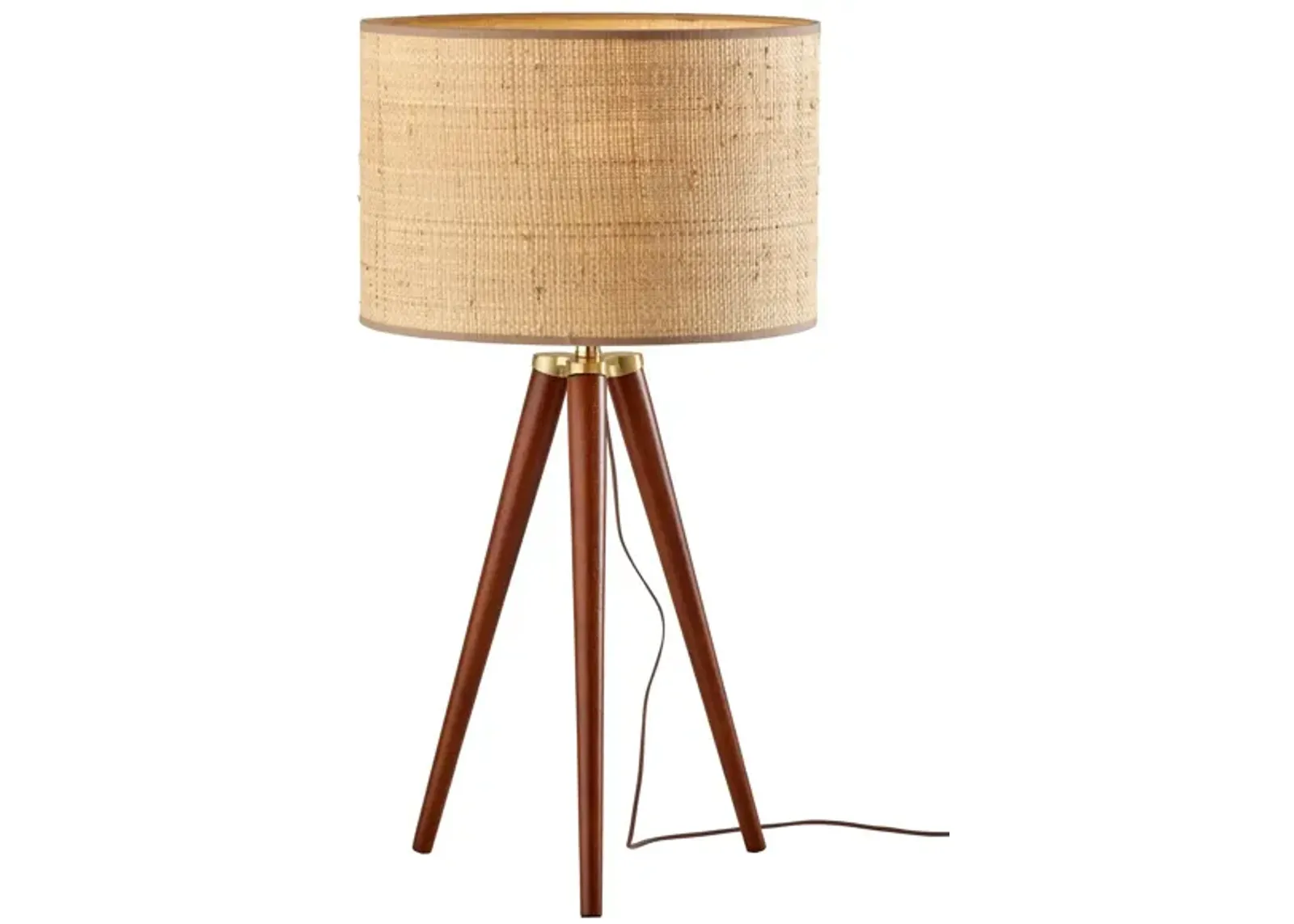 Jackson Table Lamp in Walnut Wood w. Antique Brass Accents by Adesso Inc