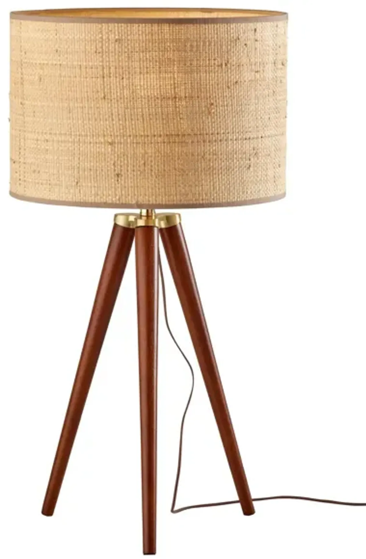 Jackson Table Lamp in Walnut Wood w. Antique Brass Accents by Adesso Inc