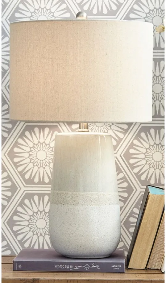 Shavon Ceramic Table Lamp in Beige/White by Ashley Express