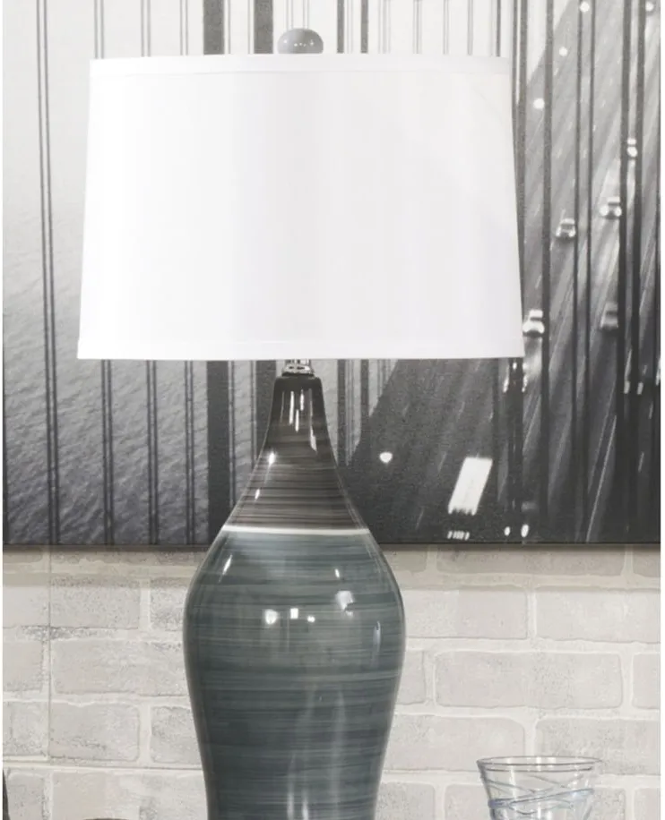 Niobe Ceramic Table Lamp Set in Multi Gray by Ashley Express