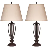 Mildred Metal Table Lamp Set in Bronze Finish by Ashley Express