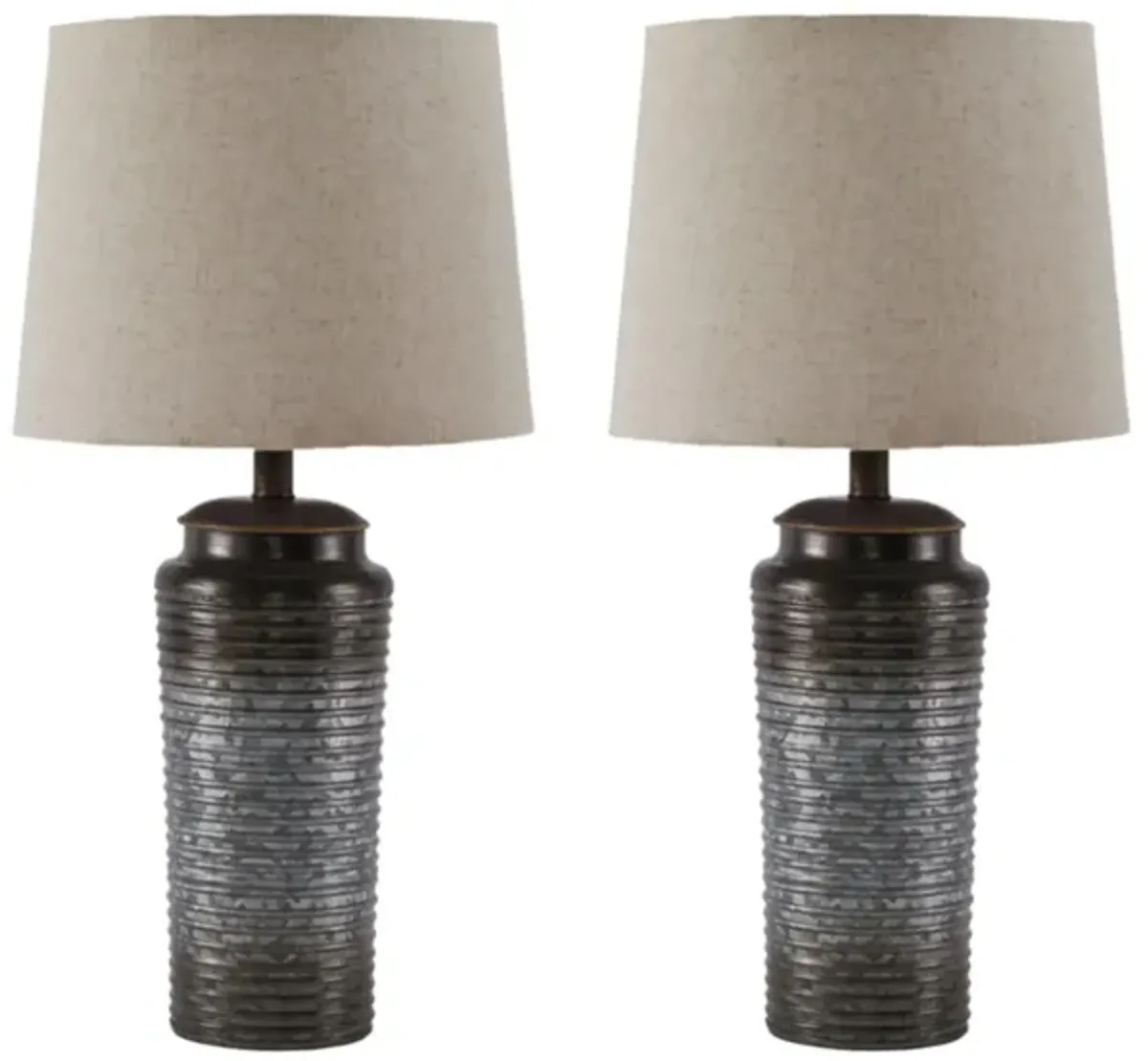 Norbert Metal Table Lamp Set in Gray by Ashley Express