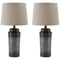 Norbert Metal Table Lamp Set in Gray by Ashley Express