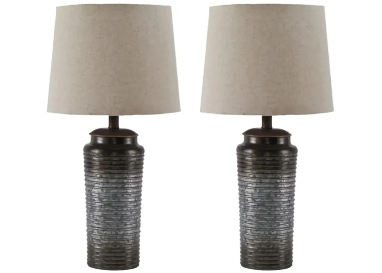 Norbert Metal Table Lamp Set in Gray by Ashley Express