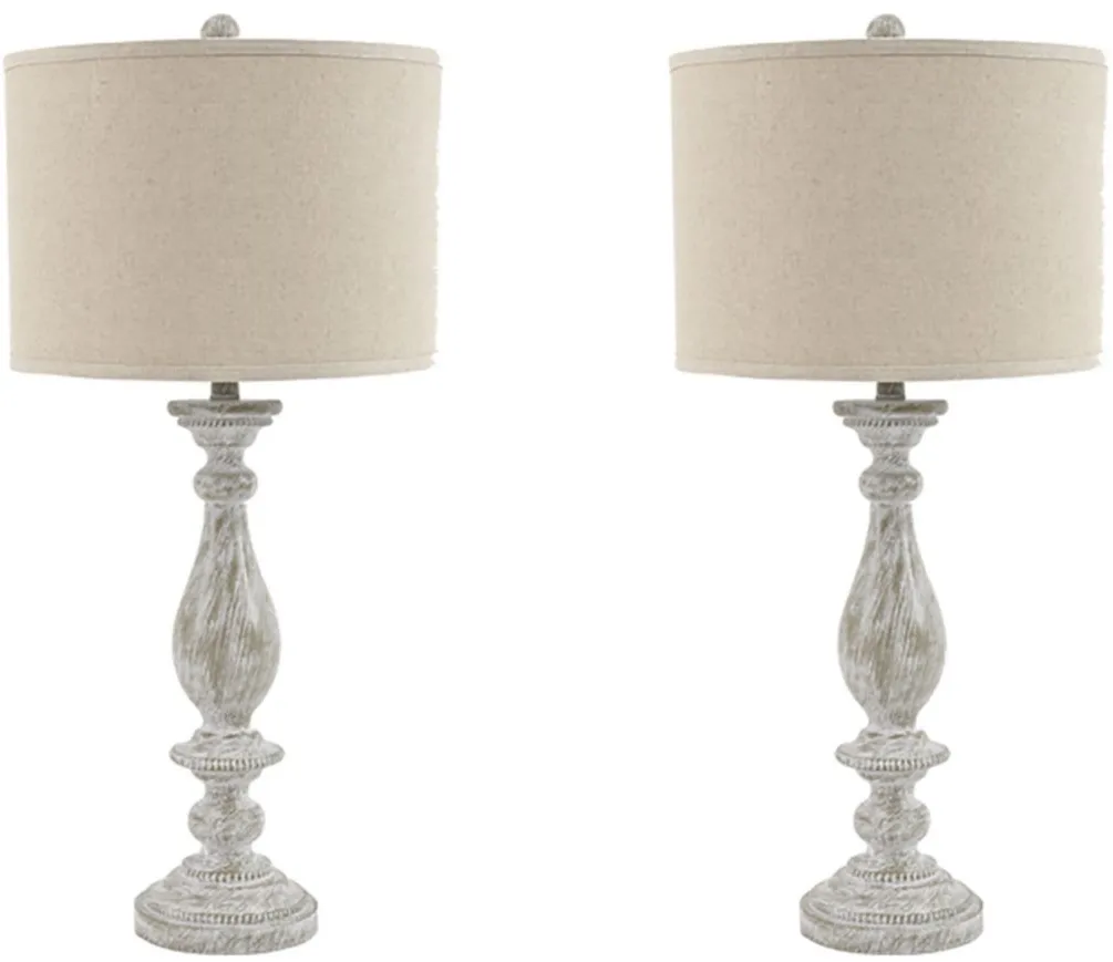 Bernadate Poly Table Lamp Set in Whitewash by Ashley Express