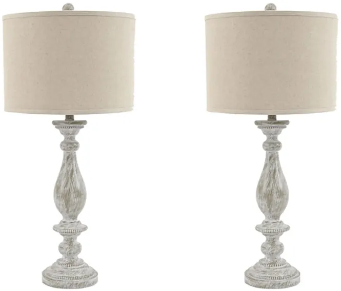 Bernadate Poly Table Lamp Set in Whitewash by Ashley Express