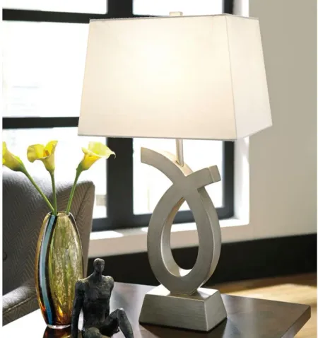 Amayeta Poly Table Lamp Set in Silver Finish by Ashley Express