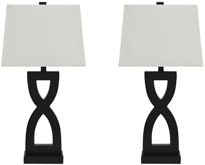 Amasai Poly Table Lamp Set in Black by Ashley Express