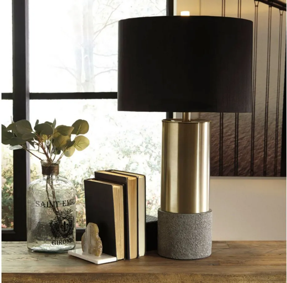 Jacek Metal Table Lamp Set in Gray/Brass Finish by Ashley Express