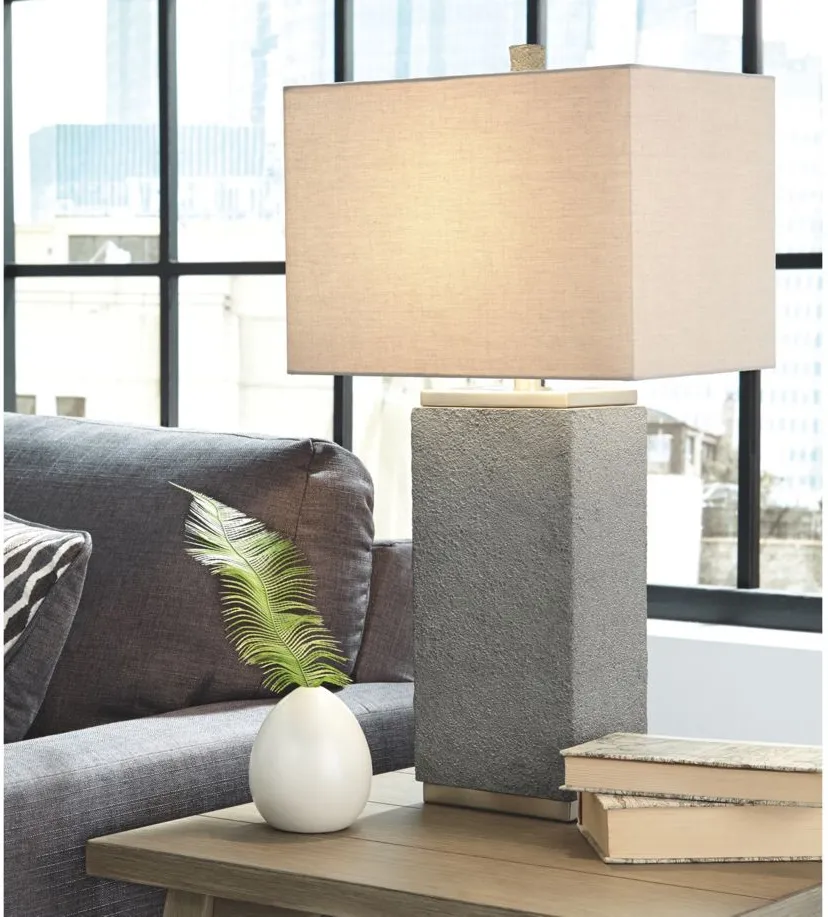 Amergin Poly Table Lamp Set in Grain by Ashley Express