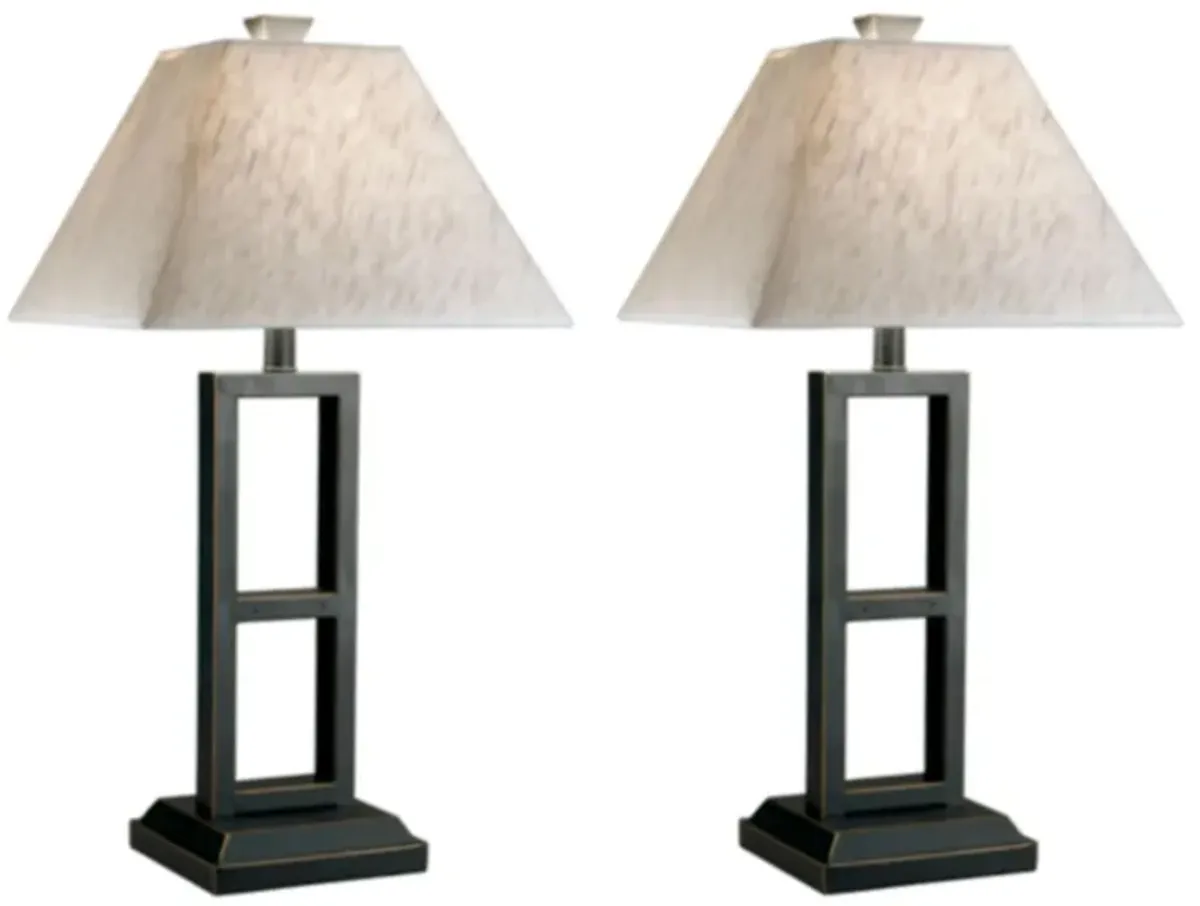 Diedra Metal Table Lamp Set in Black by Ashley Express