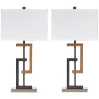 Syler Poly Table Lamp Set in Brown/Silver Finish by Ashley Express