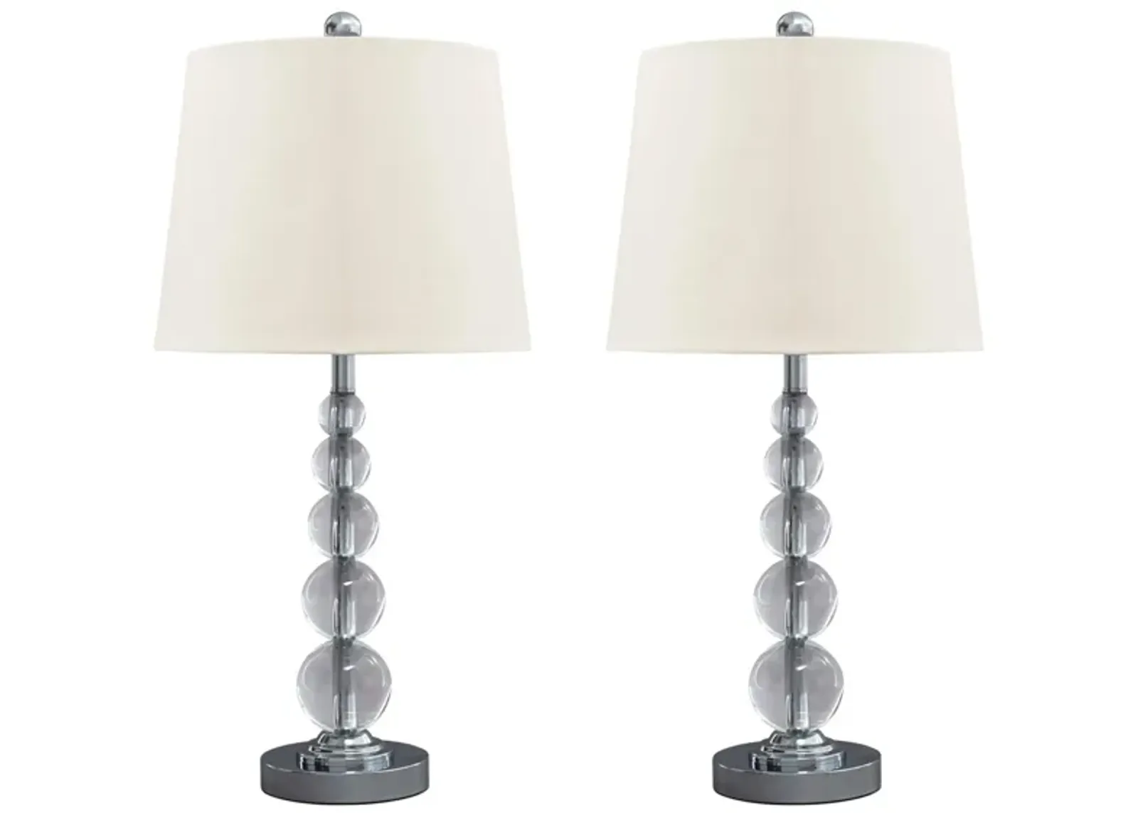 Joaquin Crystal Table Lamp Set in Clear/Silver Finish by Ashley Express