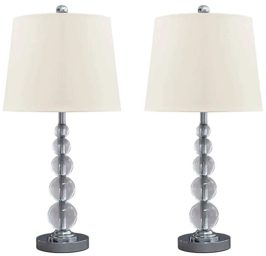 Joaquin Crystal Table Lamp Set in Clear/Silver Finish by Ashley Express