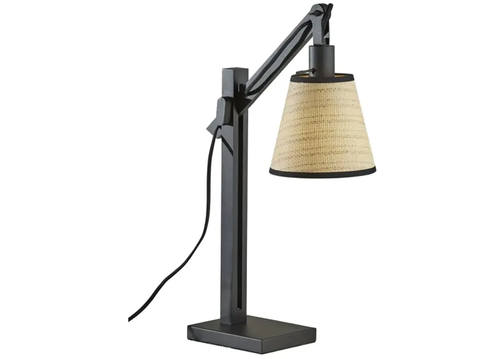 Walden Table Lamp in Black Metal & Black Wood by Adesso Inc