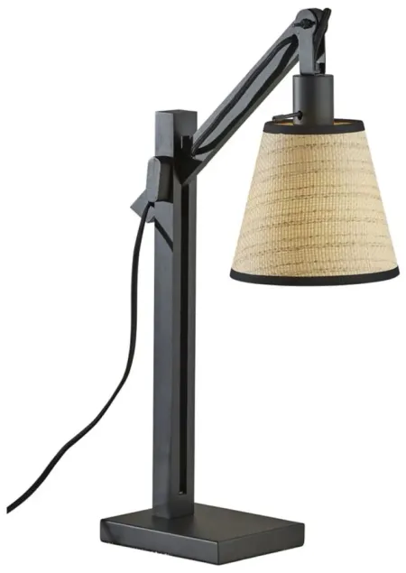 Walden Table Lamp in Black Metal & Black Wood by Adesso Inc