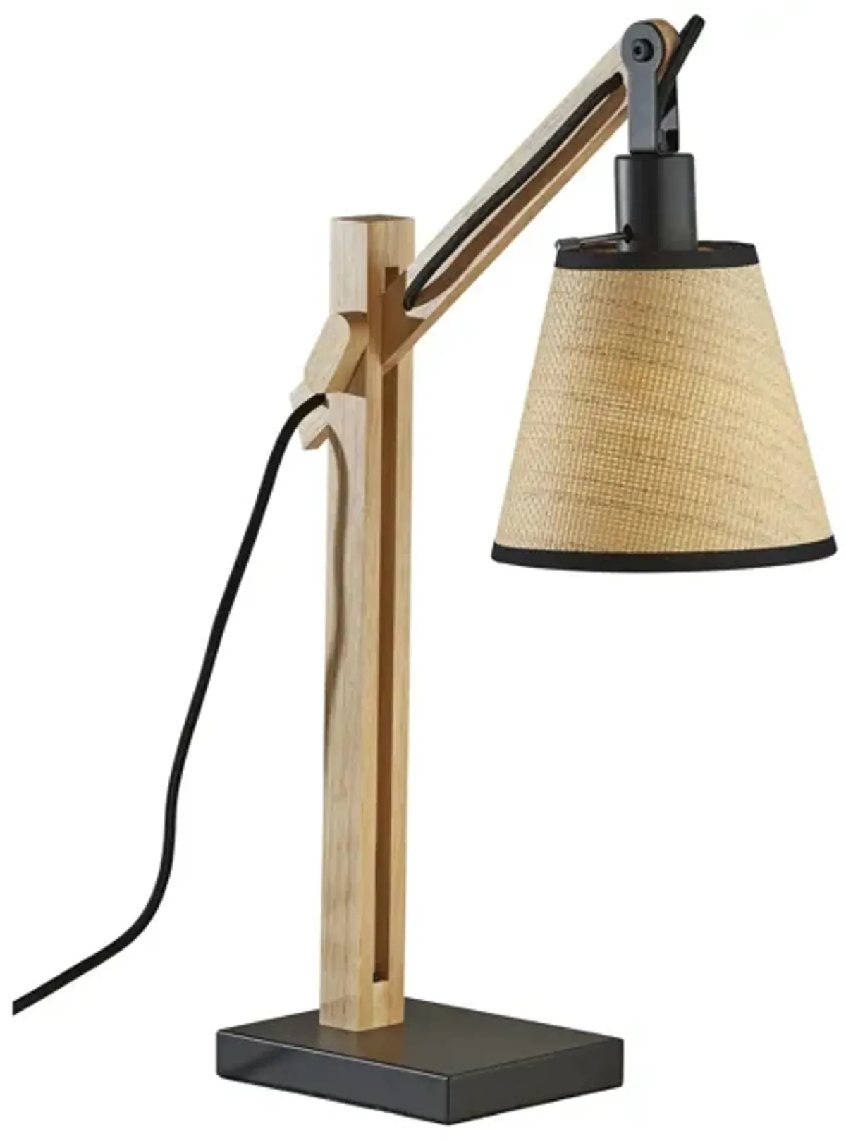 Walden Table Lamp in Black Metal & Natural Wood by Adesso Inc