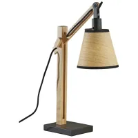 Walden Table Lamp in Black Metal & Natural Wood by Adesso Inc