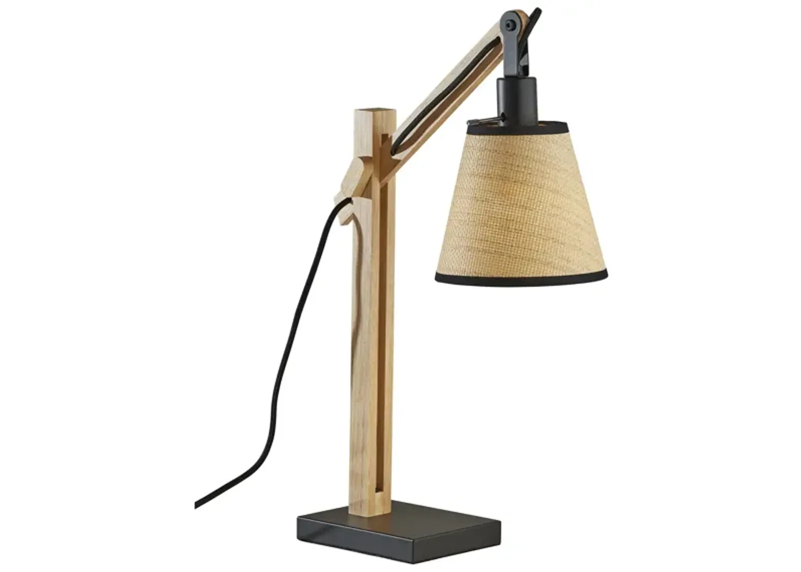 Walden Table Lamp in Black Metal & Natural Wood by Adesso Inc